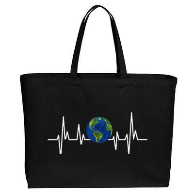 Earth Day Heartbeat Recycle Environment Women Cotton Canvas Jumbo Tote