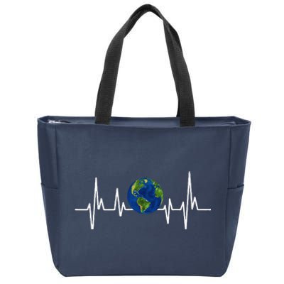 Earth Day Heartbeat Recycle Environment Women Zip Tote Bag