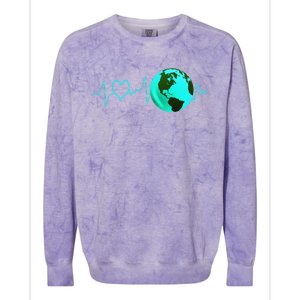 Earth Day Heartbeat Recycling Climate Change Activism Gift Colorblast Crewneck Sweatshirt