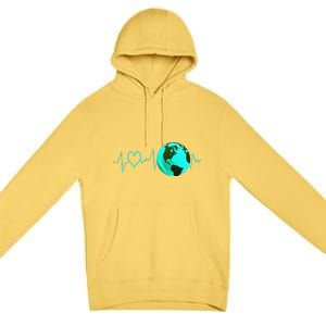 Earth Day Heartbeat Recycling Climate Change Activism Gift Premium Pullover Hoodie