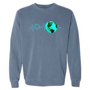 Earth Day Heartbeat Recycling Climate Change Activism Gift Garment-Dyed Sweatshirt