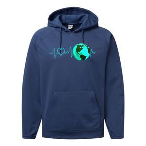 Earth Day Heartbeat Recycling Climate Change Activism Gift Performance Fleece Hoodie