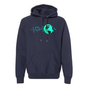 Earth Day Heartbeat Recycling Climate Change Activism Gift Premium Hoodie