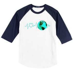 Earth Day Heartbeat Recycling Climate Change Activism Gift Baseball Sleeve Shirt