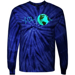 Earth Day Heartbeat Recycling Climate Change Activism Gift Tie-Dye Long Sleeve Shirt