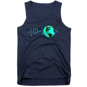 Earth Day Heartbeat Recycling Climate Change Activism Gift Tank Top