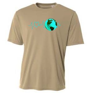 Earth Day Heartbeat Recycling Climate Change Activism Gift Cooling Performance Crew T-Shirt