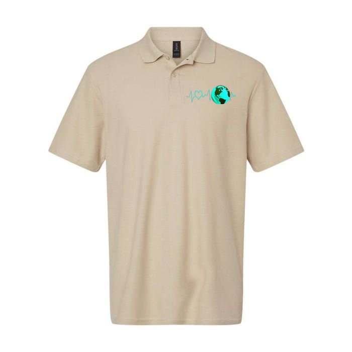 Earth Day Heartbeat Recycling Climate Change Activism Gift Softstyle Adult Sport Polo