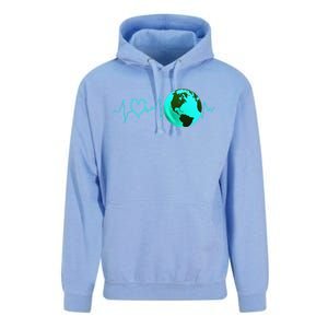 Earth Day Heartbeat Recycling Climate Change Activism Gift Unisex Surf Hoodie