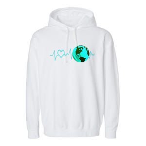 Earth Day Heartbeat Recycling Climate Change Activism Gift Garment-Dyed Fleece Hoodie