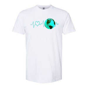 Earth Day Heartbeat Recycling Climate Change Activism Gift Softstyle CVC T-Shirt