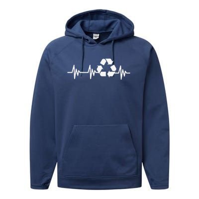 Earth Day Heartbeat Recycling Recycle For Women Performance Fleece Hoodie