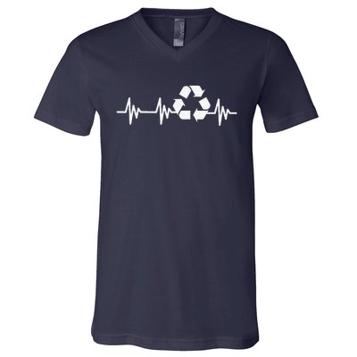 Earth Day Heartbeat Recycling Recycle For Women V-Neck T-Shirt