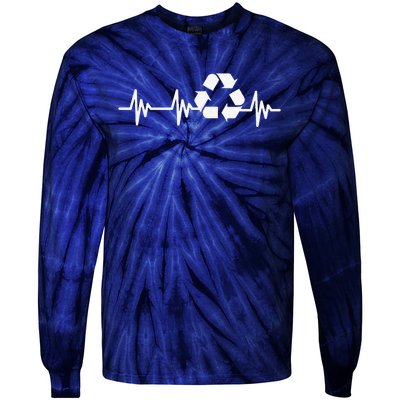 Earth Day Heartbeat Recycling Recycle For Women Tie-Dye Long Sleeve Shirt