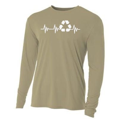 Earth Day Heartbeat Recycling Recycle For Women Cooling Performance Long Sleeve Crew