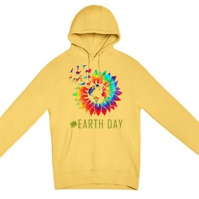 Earth Day Hippie Tie Dye Sunflower Earth Animals Outfit Premium Pullover Hoodie