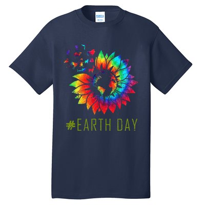 Earth Day Hippie Tie Dye Sunflower Earth Animals Outfit Tall T-Shirt