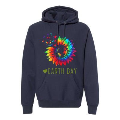 Earth Day Hippie Tie Dye Sunflower Earth Animals Outfit Premium Hoodie