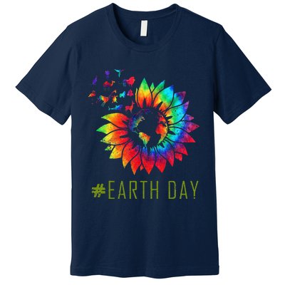 Earth Day Hippie Tie Dye Sunflower Earth Animals Outfit Premium T-Shirt