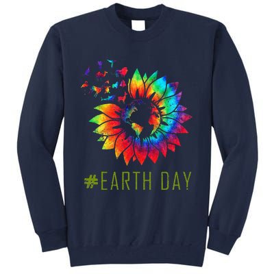 Earth Day Hippie Tie Dye Sunflower Earth Animals Outfit Tall Sweatshirt