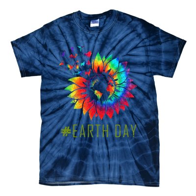 Earth Day Hippie Tie Dye Sunflower Earth Animals Outfit Tie-Dye T-Shirt