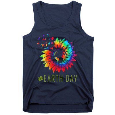 Earth Day Hippie Tie Dye Sunflower Earth Animals Outfit Tank Top