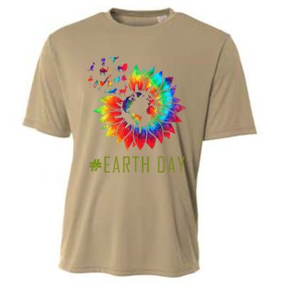 Earth Day Hippie Tie Dye Sunflower Earth Animals Outfit Cooling Performance Crew T-Shirt