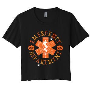 Emergency Department Halloween Emergency Room Nursing Nurse Women's Crop Top Tee