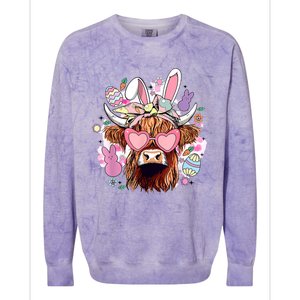 Easter Day Highland Cow Colorblast Crewneck Sweatshirt