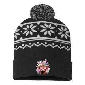 Easter Day Highland Cow USA-Made Snowflake Beanie