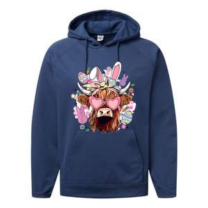 Easter Day Highland Cow Performance Fleece Hoodie