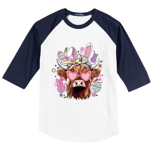 Easter Day Highland Cow Baseball Sleeve Shirt