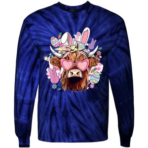 Easter Day Highland Cow Tie-Dye Long Sleeve Shirt