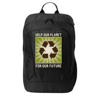 Earth Day Help Our Planet Future Reduce Reuse Recycle Logo Cute Gift City Backpack