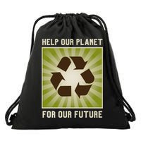 Earth Day Help Our Planet Future Reduce Reuse Recycle Logo Cute Gift Drawstring Bag