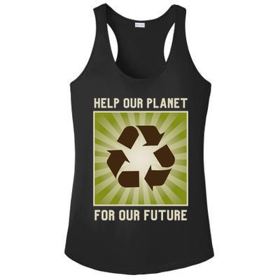 Earth Day Help Our Planet Future Reduce Reuse Recycle Logo Cute Gift Ladies PosiCharge Competitor Racerback Tank