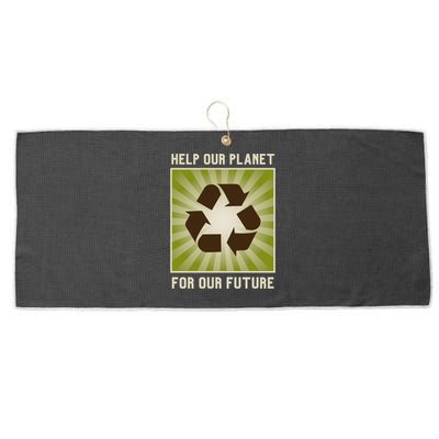 Earth Day Help Our Planet Future Reduce Reuse Recycle Logo Cute Gift Large Microfiber Waffle Golf Towel