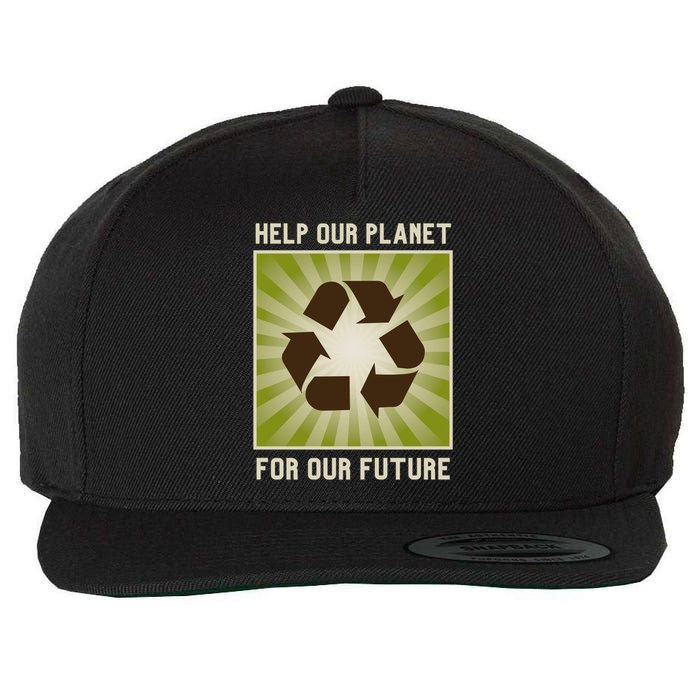 Earth Day Help Our Planet Future Reduce Reuse Recycle Logo Cute Gift Wool Snapback Cap
