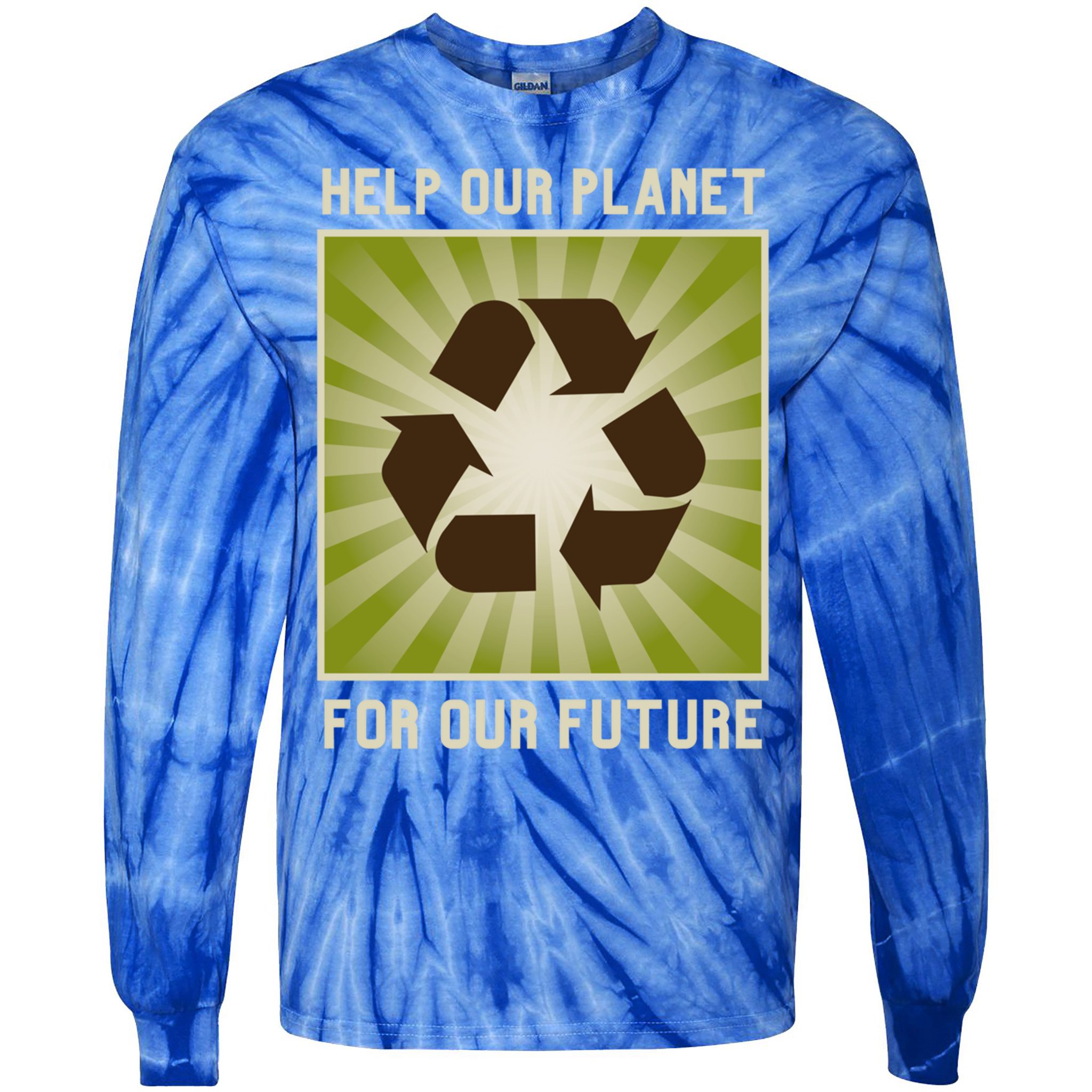 Earth Day Help Our Planet Future Reduce Reuse Recycle Logo Cute Gift Tie-Dye Long Sleeve Shirt