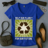 Earth Day Help Our Planet Future Reduce Reuse Recycle Logo Cute Gift Women's V-Neck T-Shirt
