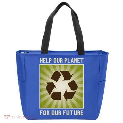Earth Day Help Our Planet Future Reduce Reuse Recycle Logo Cute Gift Zip Tote Bag