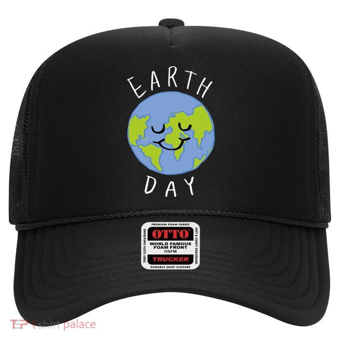 Earth Day Happy Planet High Crown Mesh Back Trucker Hat