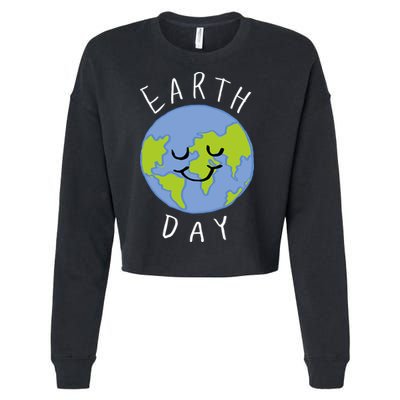 Earth Day Happy Planet Cropped Pullover Crew