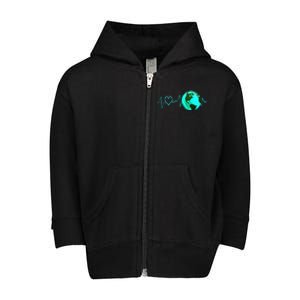 Earth Day Heartbeat Recycling Climate Change Activism Gift Toddler Zip Fleece Hoodie