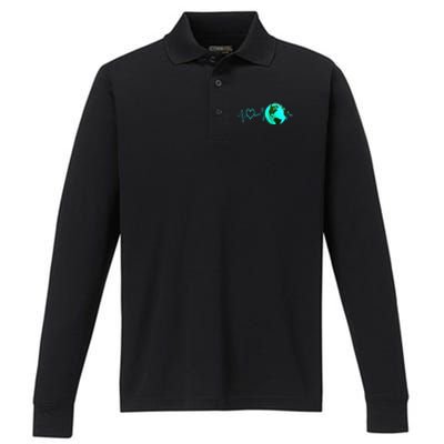 Earth Day Heartbeat Recycling Climate Change Activism Gift Performance Long Sleeve Polo