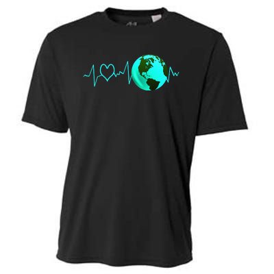 Earth Day Heartbeat Recycling Climate Change Activism Gift Cooling Performance Crew T-Shirt