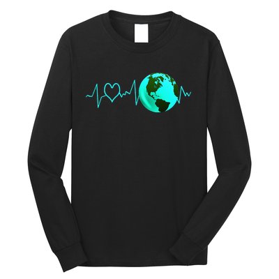 Earth Day Heartbeat Recycling Climate Change Activism Gift Long Sleeve Shirt