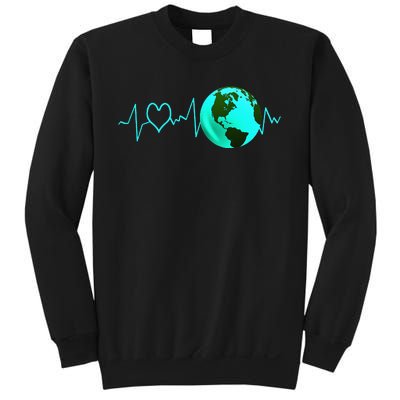 Earth Day Heartbeat Recycling Climate Change Activism Gift Sweatshirt