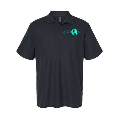 Earth Day Heartbeat Recycling Climate Change Activism Gift Softstyle Adult Sport Polo