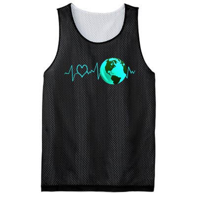 Earth Day Heartbeat Recycling Climate Change Activism Gift Mesh Reversible Basketball Jersey Tank